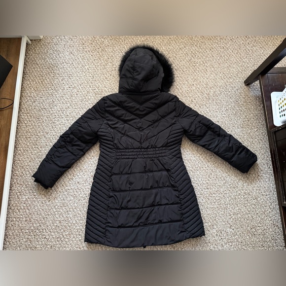 Tommy Hilfiger Quilted Hooded Faux Fur Long Parka Puffer Jacket Size Large - Picture 14 of 15